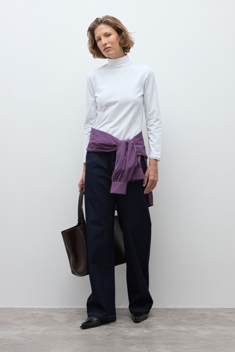 Remera puntilla en puños - blanco 