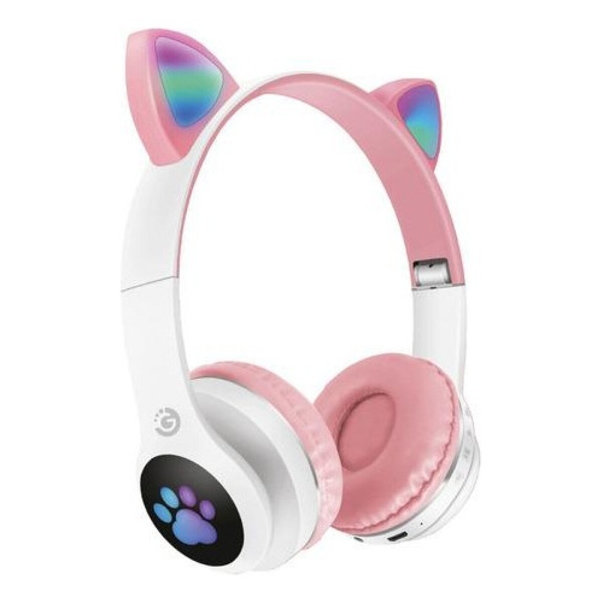 Auriculares Bluetooth infantiles diseño gato Goldtech Catbass RGB - Rosa 