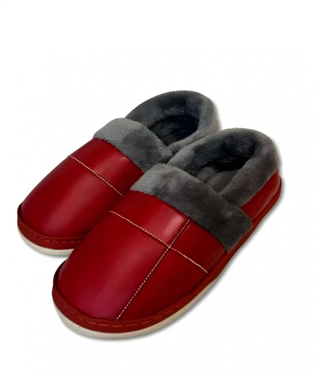 Pantuflas Unisex Cuerina Piel Sintética Antideslizantes - Bordó 