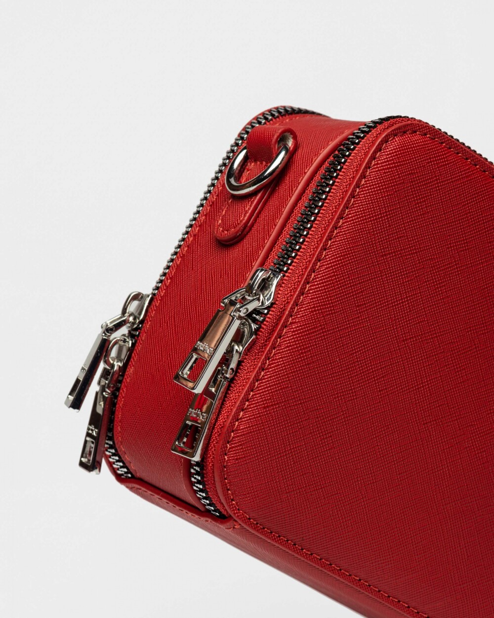 Bandolera New Penny en efecto cuero zaffiano Rojo