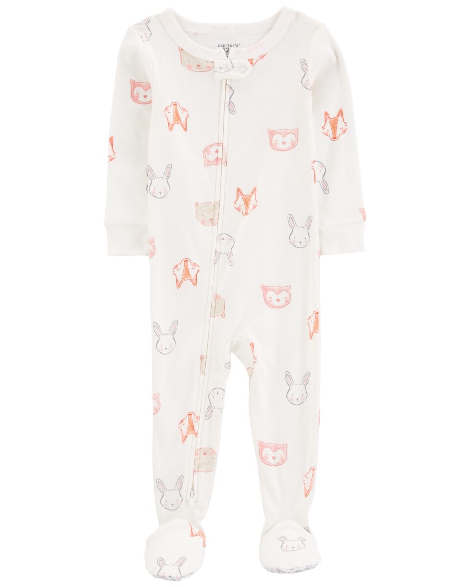 Pijama una pieza de algodón, con pie, diseño animales 