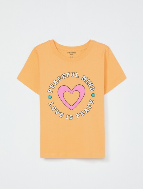 CAMISETA DE NIÑA MANGA CORTA ESTAMPADA NARANJA