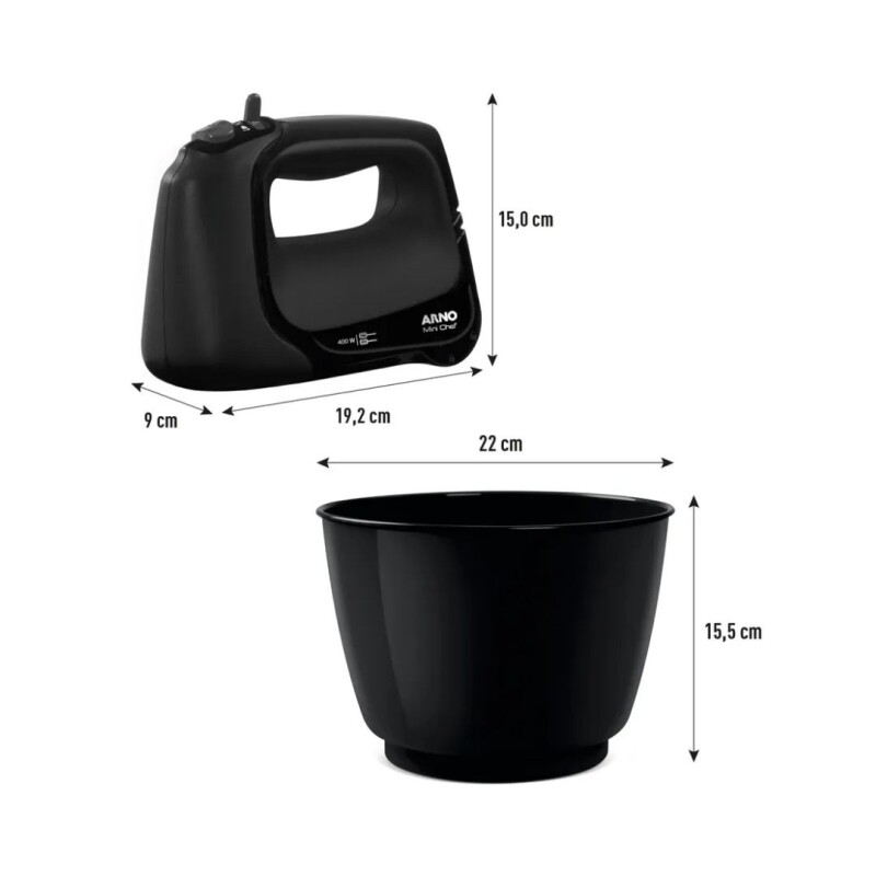 Batidora portátil Arno Mini Chef | Potencia 400w | Color negro. Batidora portátil Arno Mini Chef | Potencia 400w | Color negro.