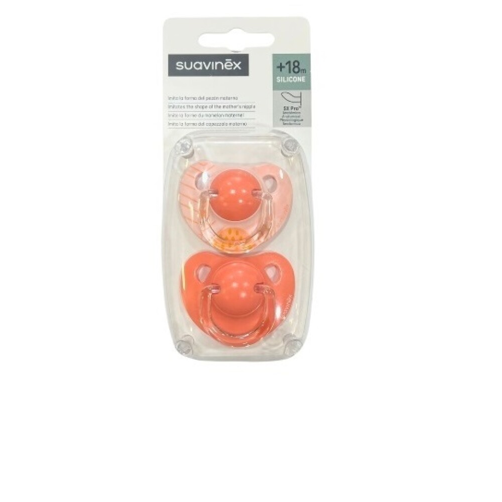 Set x2 chupete anatómico Suavinex 18m Dreams Rosa Salmon