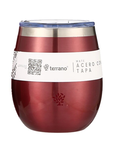 Mate Acero Inox. con Tapa Metalizado Rojo