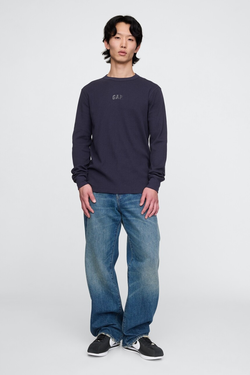 Remera Logo Gap Manga Larga Navy Uniform
