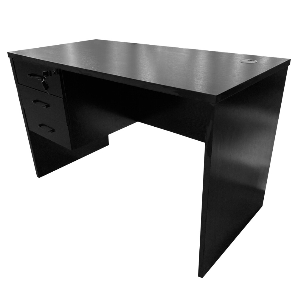 Escritorio MDF reforzado 3 cajones con llave Negro