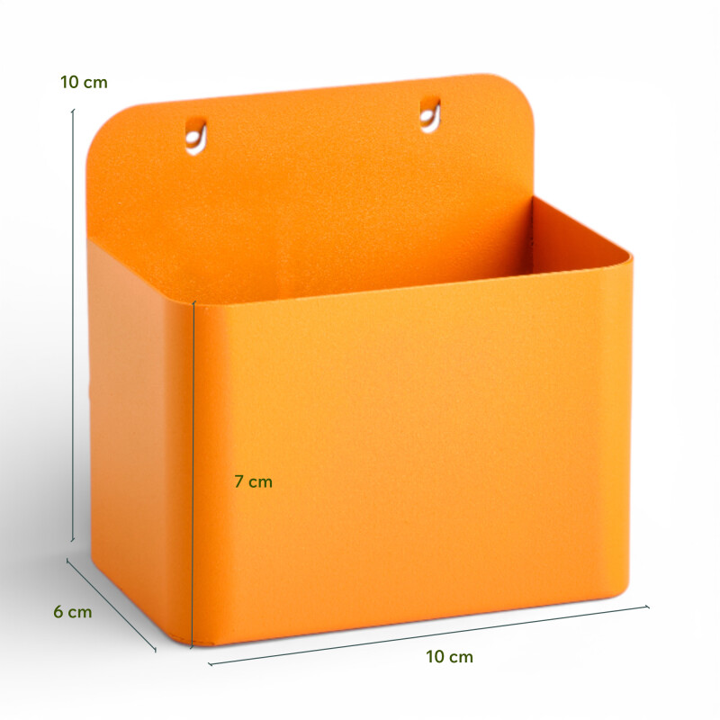 Caja cuadrada pequeña para panel perforado pegboard metálico Naranja