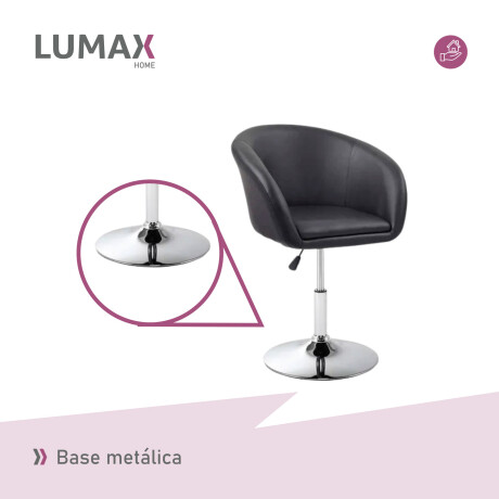 Silla Taburete Butaca con Respaldo en Cuero Lumax Modelo Stella Negro