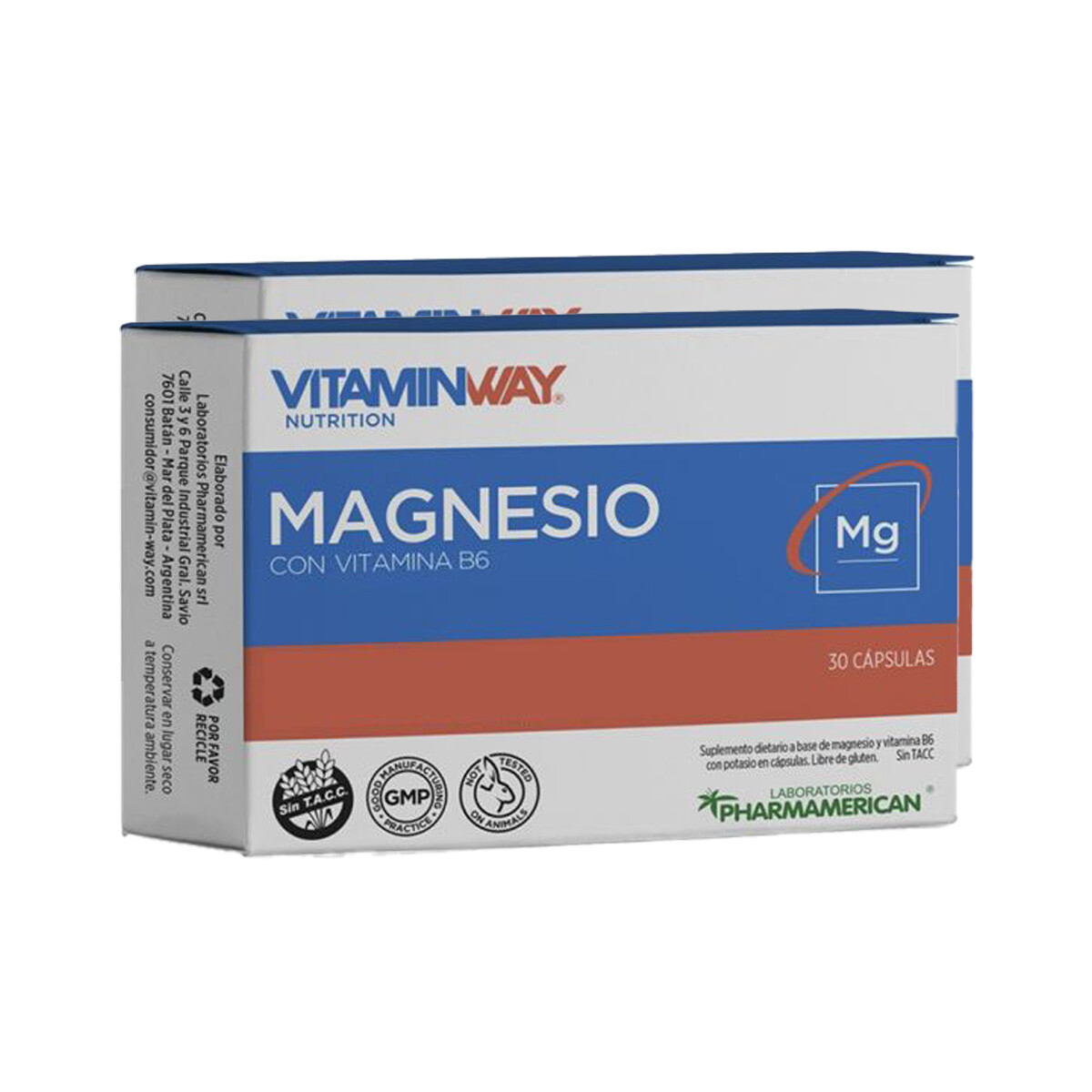 Pack Vitaminway Magnesio + B6 2da unidad 30 % off 