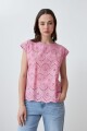 Blusa frente broderie rosa pastel