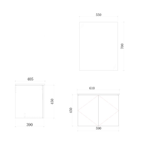 MUEBLE BAÑO 61x40x45 MDF BLANCO INCL. BACHA Y ESPEJO BLANCO