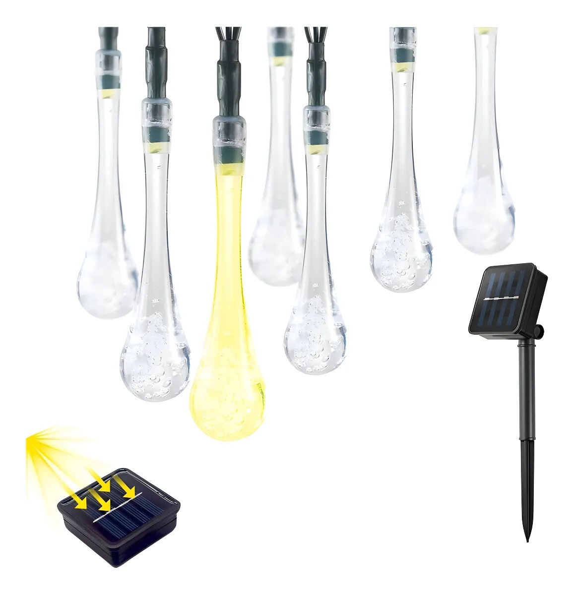 Guirnalda Solar Hada Gotas 7m 30 Luces Led Navidad 