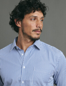 012687 CAMISA HARRINGTON LABEL Azul/blanco