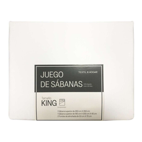 Juego Sábanas Blancas King Textil Hogar 300 Hilos Algodón