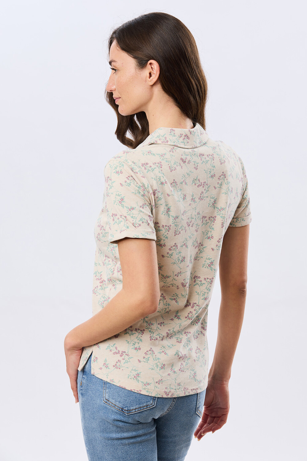 CAMISA ESTAMPADA DE ALGODÓN Beige