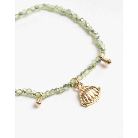 Pulsera Elastica Beads Y Dijes Metal Dorado