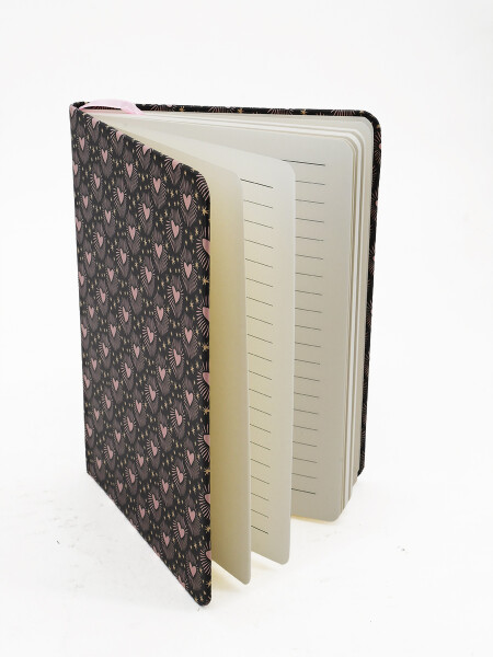LIBRETA TAPA DURA HEART NEGRO