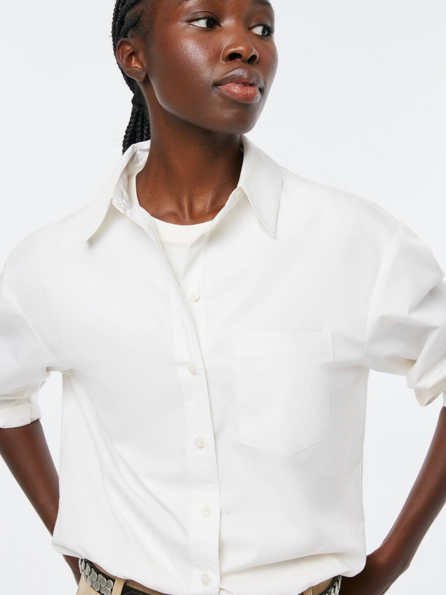 CAMISA DE ALGODÓN CON BOLSILLOS - CAMISA ML FEM 