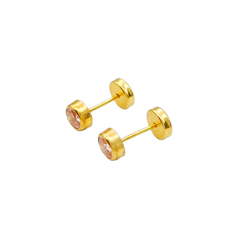 Abridores Punto de luz-Oro 18k-Piedra Zirconia-AB9527 conpiedra