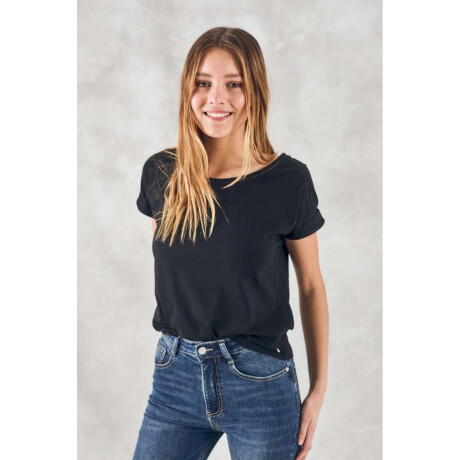 Remera Algodon Peinado Negro