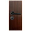 Puerta Desarmada Interior en MDF con Marco y Cerradura Lumax Marrón Teak Lisa Herraje Negro