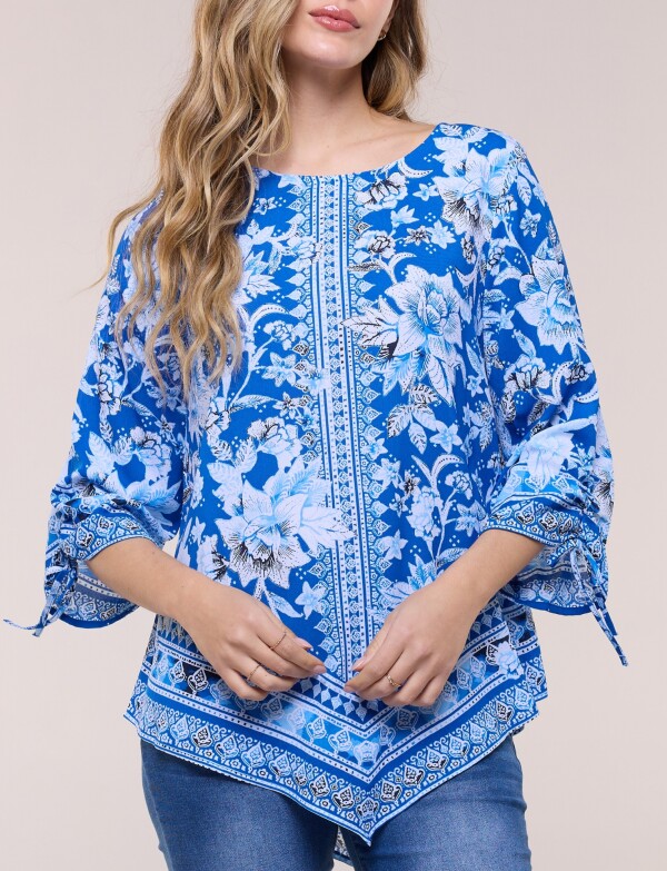 Blusa Poncho Floral AZUL/MULTI