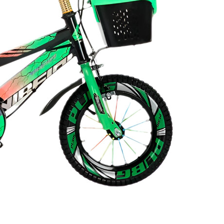 Bicicleta Montaña Rodado 16 Infantil Rueditas + Accesorios Verde