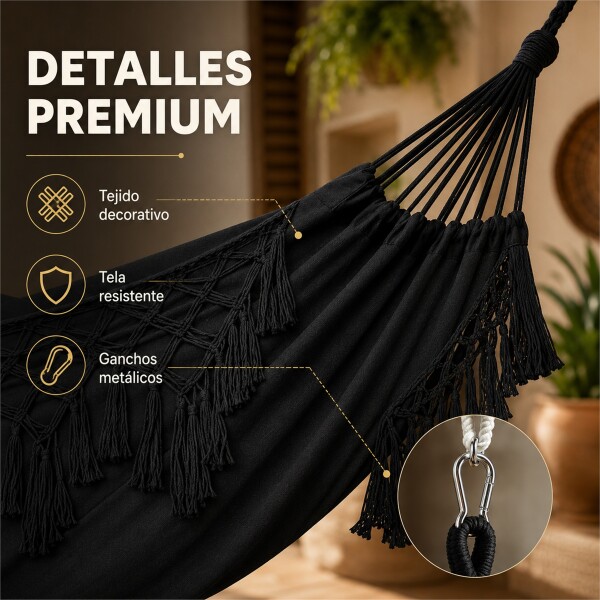 Hamaca Paraguaya Silla Colgante Reforzada Jardín Bolso Color Negro