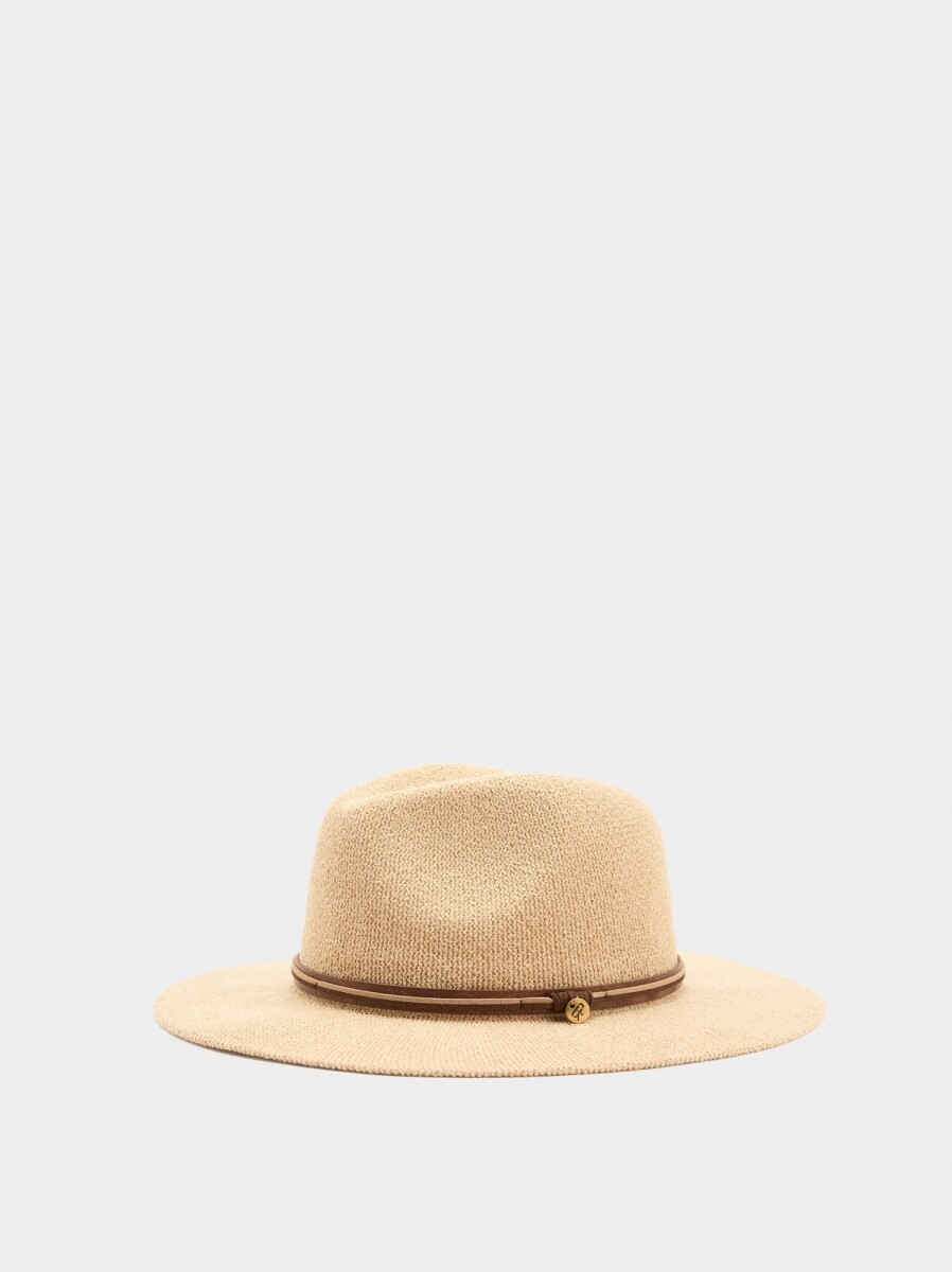 Sombrero De Punto Con Cintos Efecto Piel - natural 