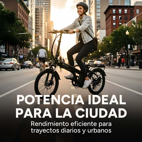 Bicicleta Electrica Gogreen Compact Pro Plegabl R20 350W 48V Variante Color Negro