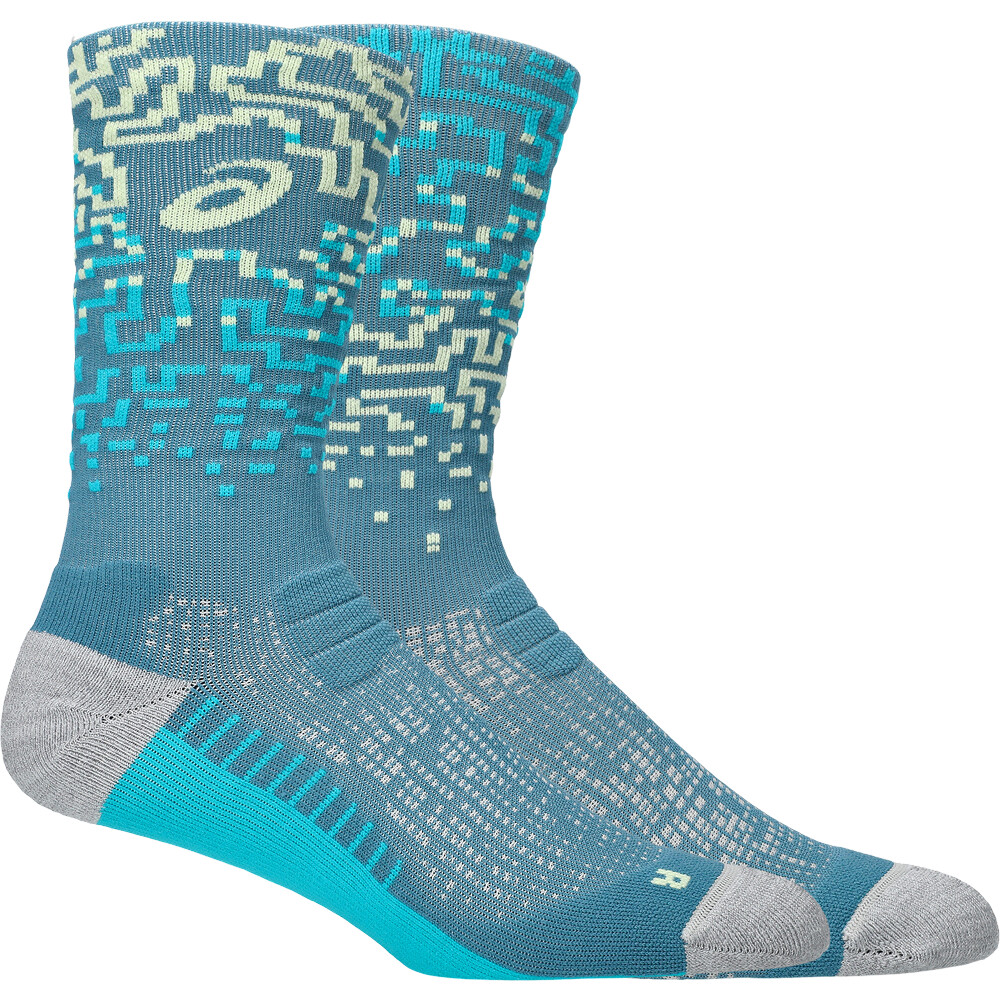 Medias Running Performance Run Sock Crew Unisex Foggy Teal/energy Aqua