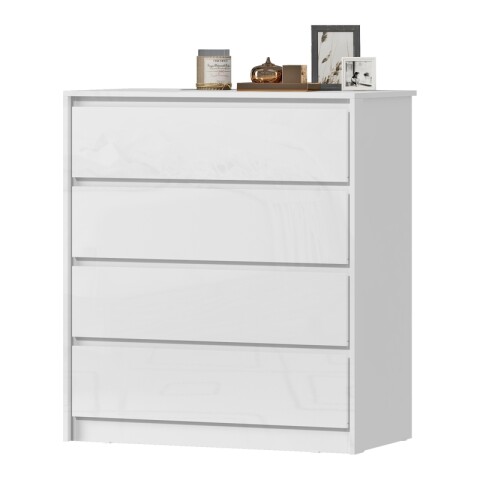 Comoda Cajonera Carla para Dormitorio 4 Cajones con Rieles Telescópicos - Blanco Comoda Cajonera Carla para Dormitorio 4 Cajones con Rieles Telescópicos - Blanco