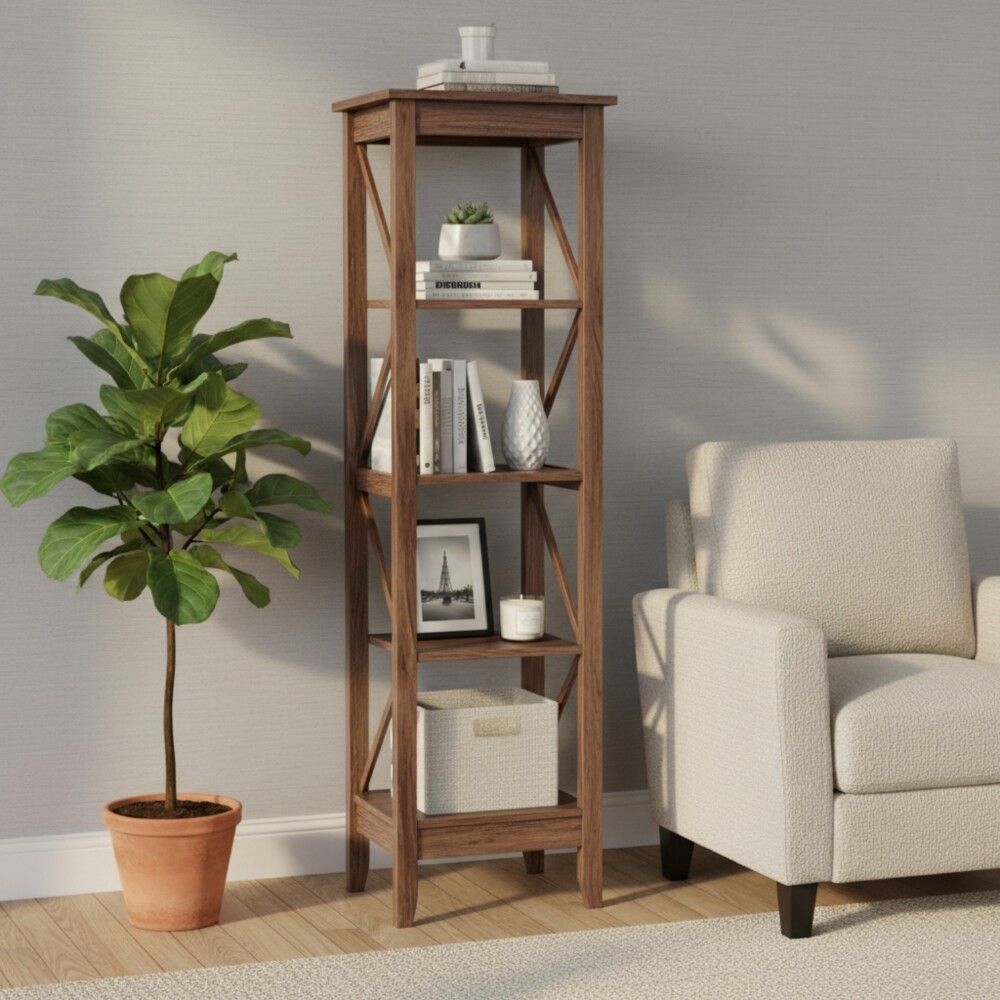 Biblioteca - Estantería - Linea Open - Rustico Hogar Nogal