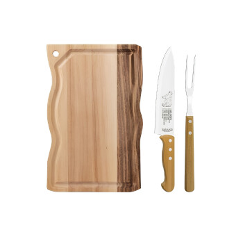 Kit para Asado 3 Piezas con Tabla Ondulada, Cuchillo y Tenedor | Tramontina 22398/002 Kit para Asado 3 Piezas con Tabla Ondulada, Cuchillo y Tenedor | Tramontina 22398/002