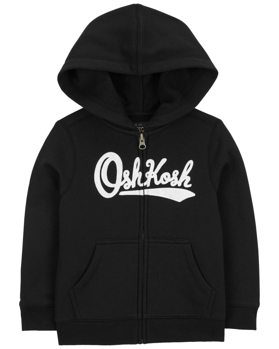 Campera de algodón, con capucha y logo, negra 
