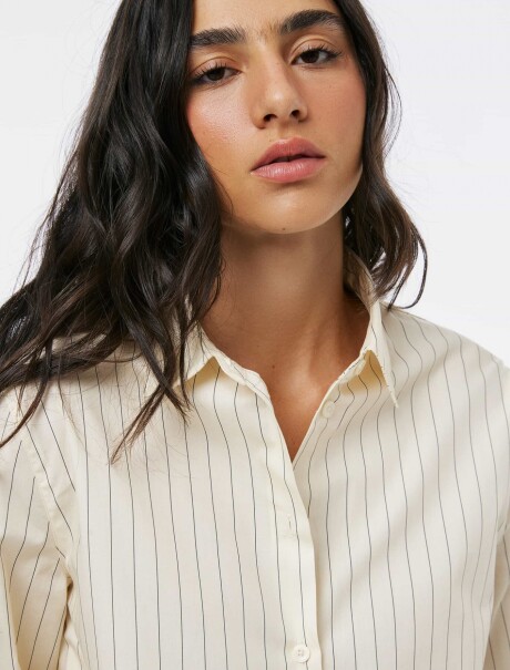 CAMISA BÁSICA A RAYAS - BEIGE BEIGE