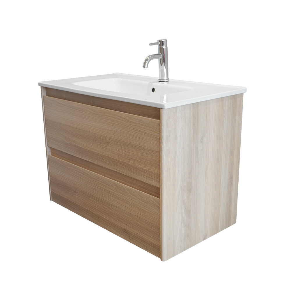 MUEBLE DE BAÑO ALFA 60 CM ROBLE NÓRDICO CON MESADA Mueble De Baño Alfa 60 Cm Roble Nórdico Con Mesada