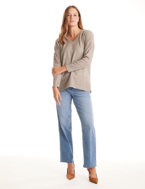 Buzo Soft Escote V BEIGE