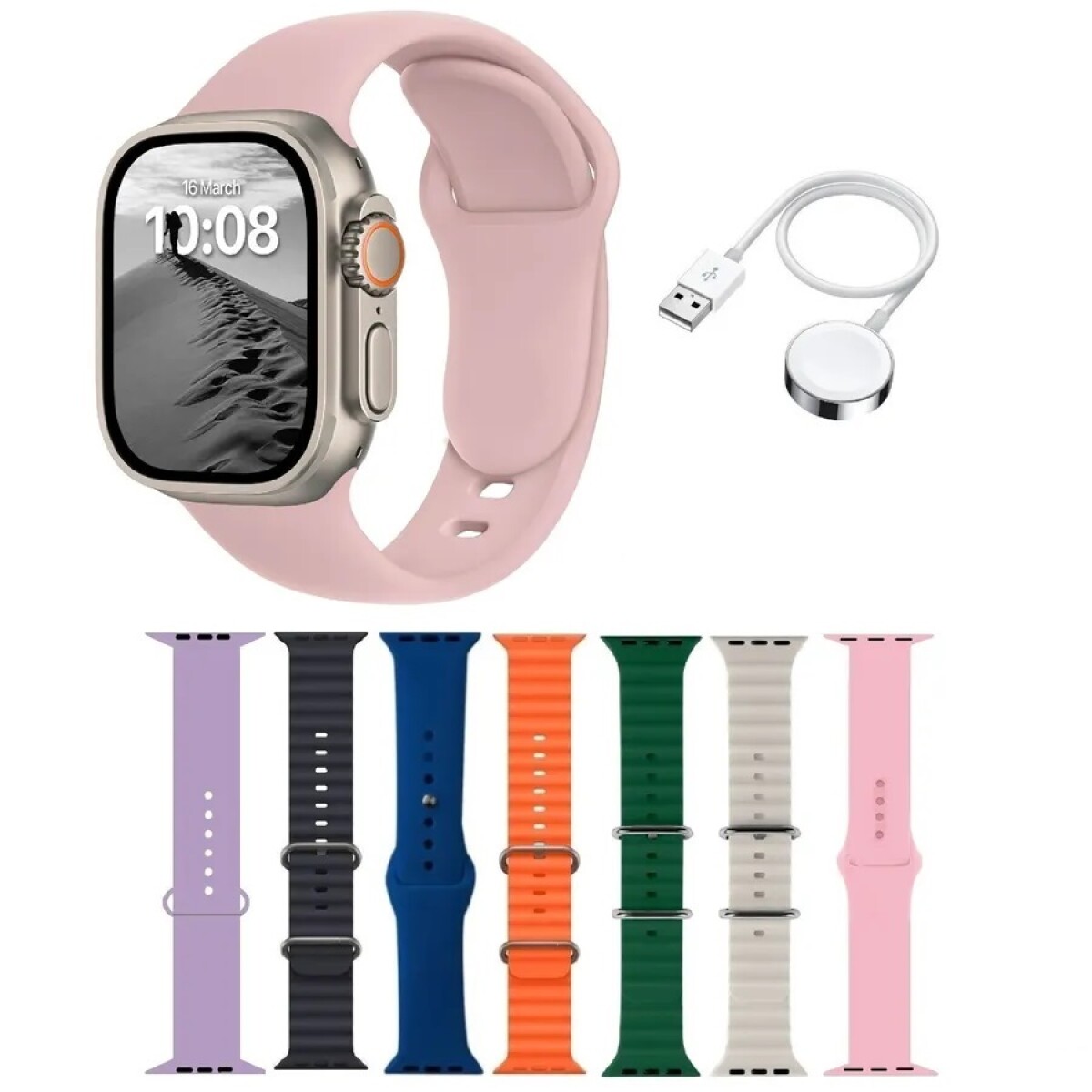 Reloj Smartwatch S10Pro 7 Pulseras Universo Binario - ROSA 