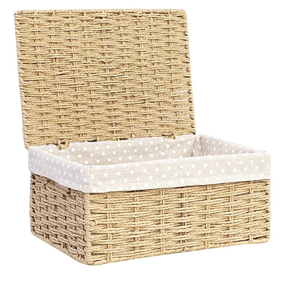 CESTO FIBRA-NATURAL NATURAL-BEIGE RECTANGULAR CON TAPA