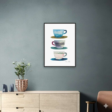 Cuadro Canvas 40X50Cm Marco Tres Tazas Café