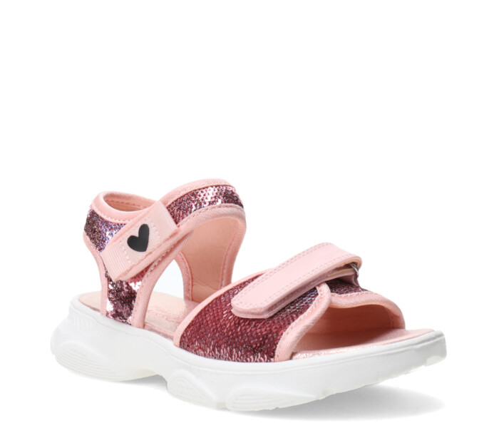 Sandalia de Niña Mini Miss Carol Zaion con lentejuelas y velcro Rosado