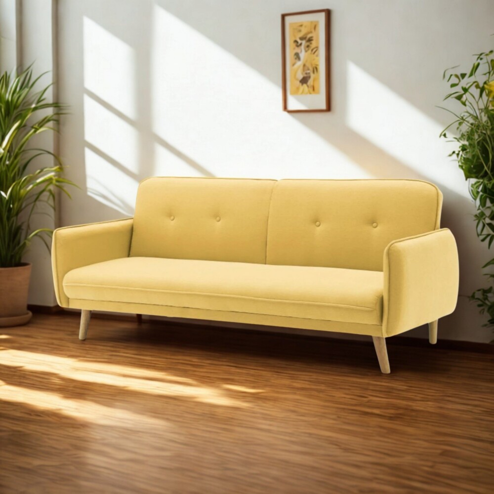Sofá Sillón Cama Respaldo Reclinable - Mia Mostaza