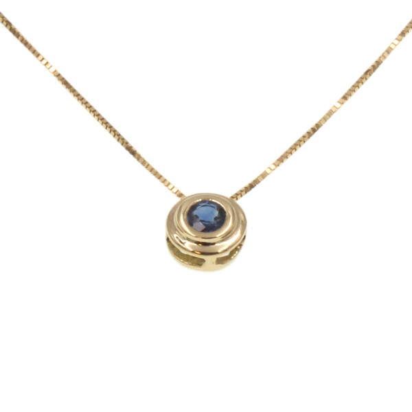Colgante Zafiro doble virola con cadena de oro amarillo 18k Colgante Zafiro doble virola con cadena de oro amarillo 18k