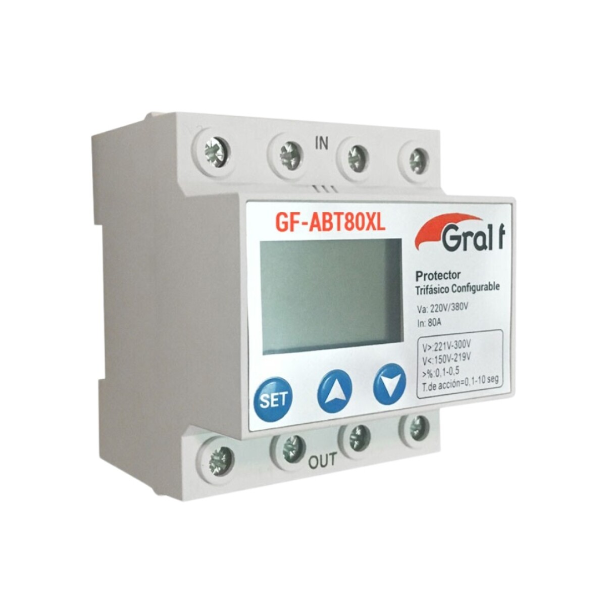PROTECTOR DE TENSION TRIFASICO CONFIGURABLE 63A GF-ABT80XL - GRALF 