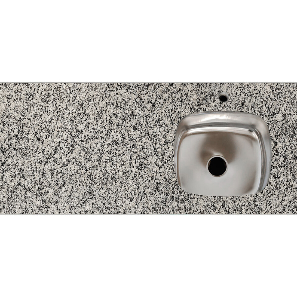 Mesada De Granito Gris Perla 122x52 Cm Con Pileta Derecha Y Hueco Para Grifería 