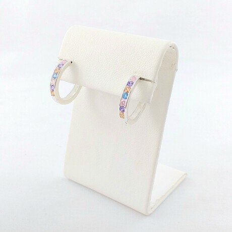 Caravanas de plata 925 con circonia de colores, modelo aro 17mm. Caravanas de plata 925 con circonia de colores, modelo aro 17mm.