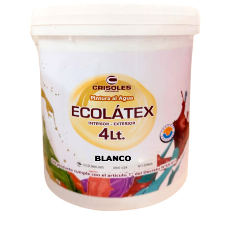 Pintura al agua ECOLÁTEX (interior - exterior) BLANCO - 4 L