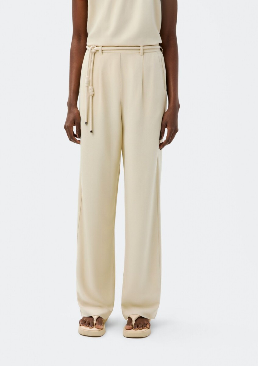 PANTALONES RECTOS CON CINTURÓN - BEIGE 